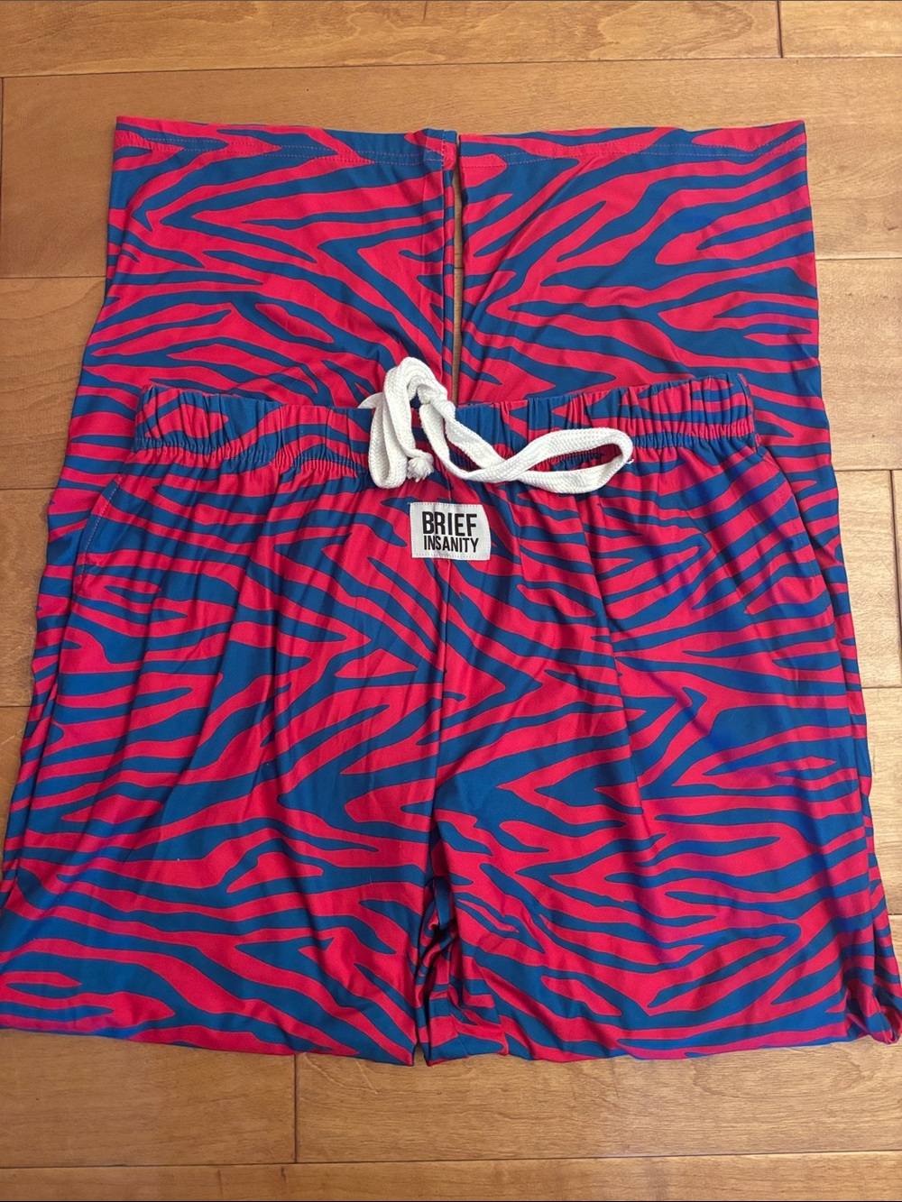 Brief Insanity | Wild Zebra Striped Pink & Blue Lounge Pants Adjustable Size XL